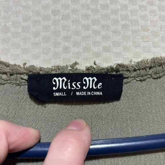 Miss Me Small Olive Green Sage Crochet Lace Boho Peasant Top Bell Sleeve - Picture 4 of 8